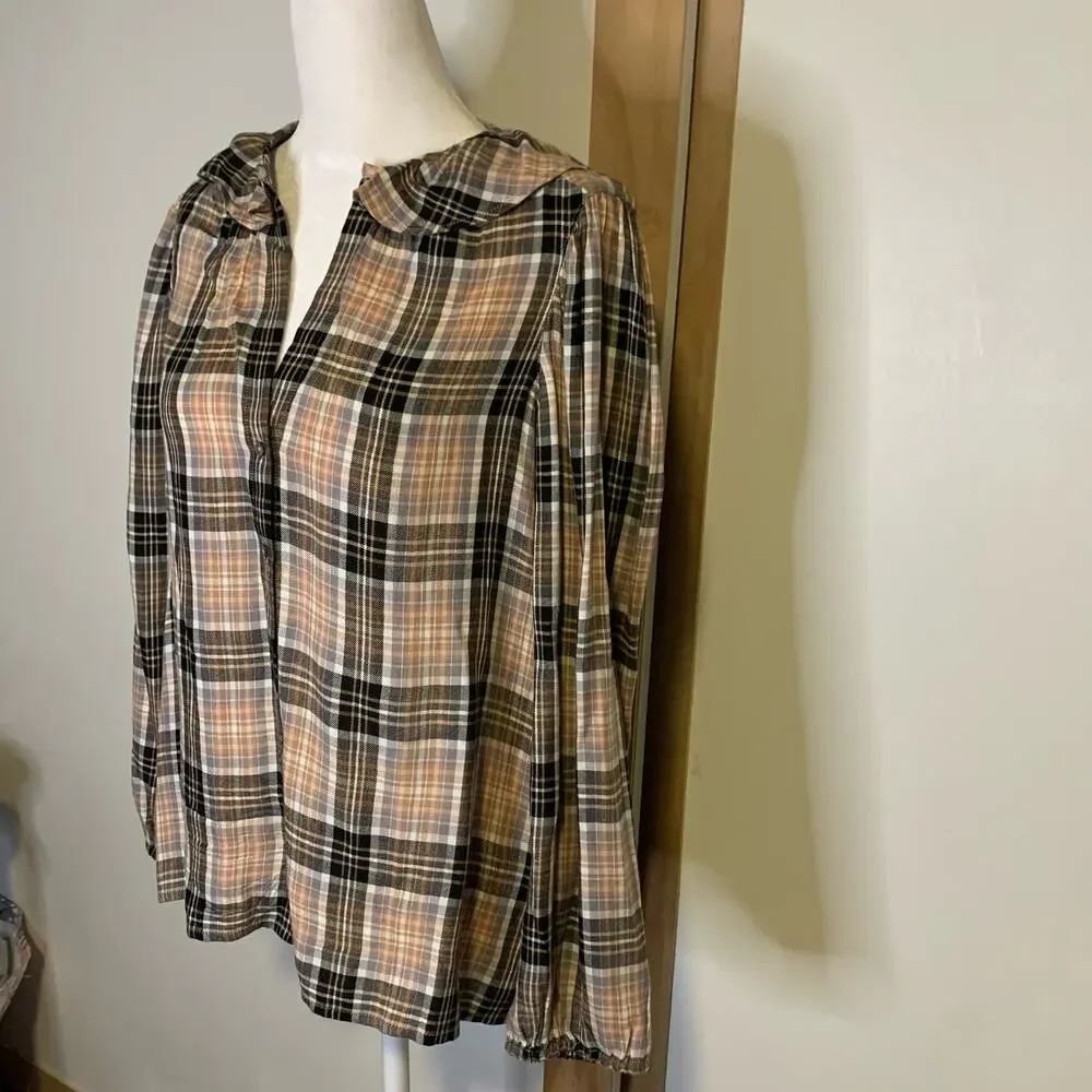 Point Sur J. Crew plaid long sleeve button down flannel shirt size S